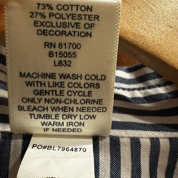 Vintage Blair Women’s Blue Striped Lighthouse Nautical Coastal Beach Top Sz L - Picture 9 of 10